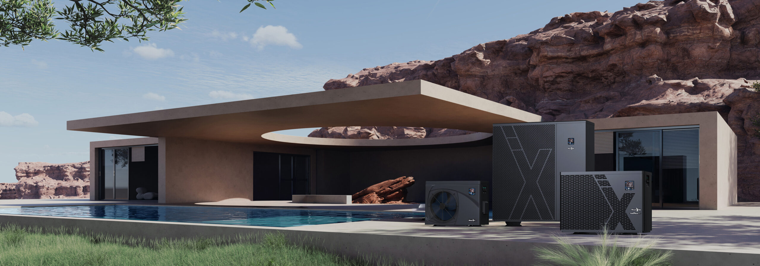 X-Pro, X-Eco, X-Pro-Commercial besides a pool